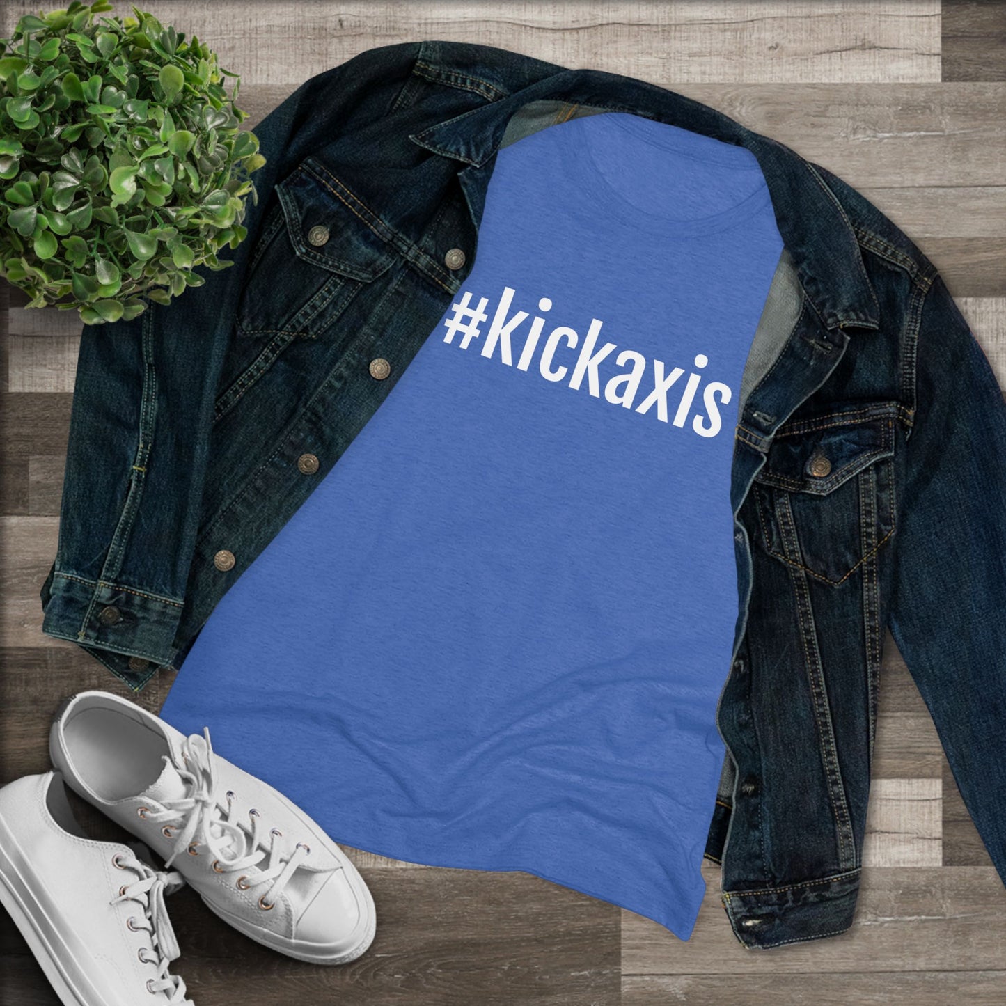 Women's Triblend Tee - #kickaxis front only