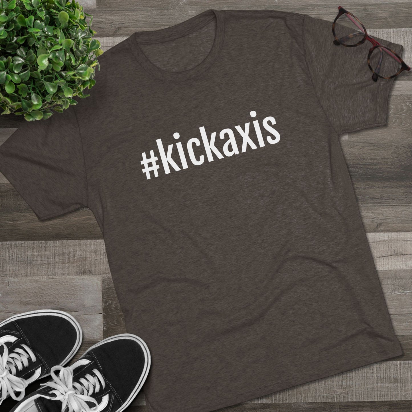Unisex Tri-Blend Crew Tee - #kickaxis on front only