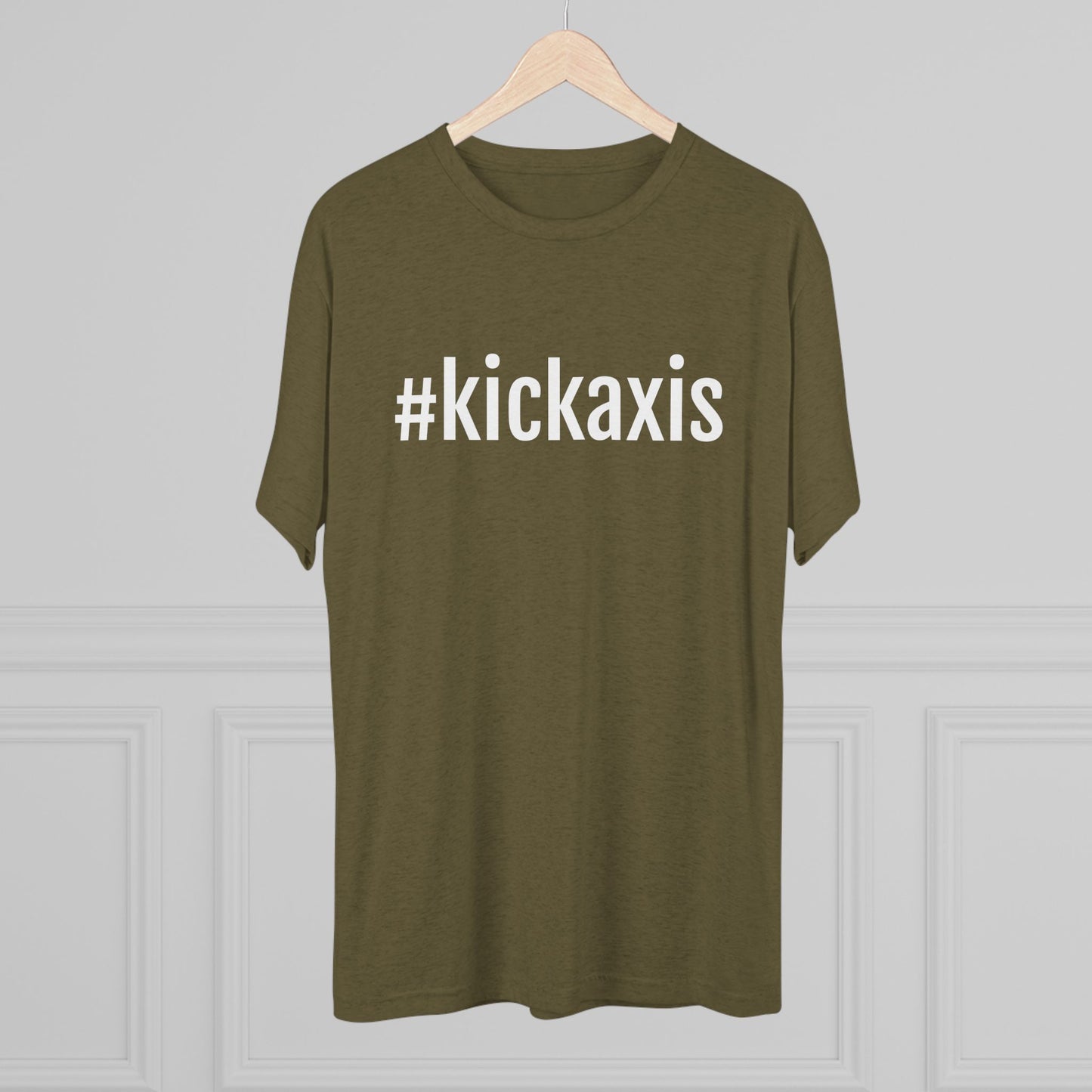 Unisex Tri-Blend Crew Tee - #kickaxis on front only