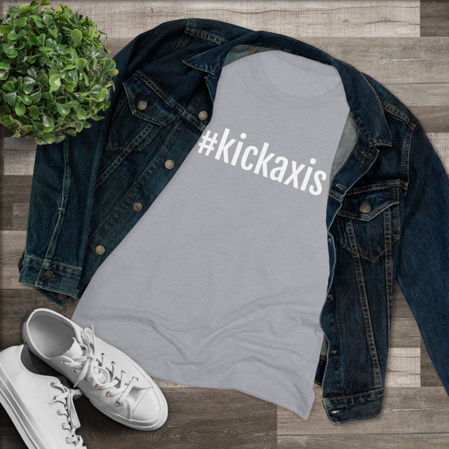 Women's Triblend Tee - #kickaxis front only